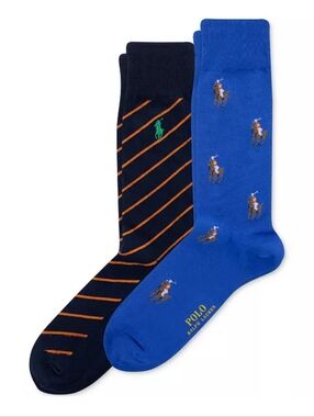 Polo by Ralph Lauren Blue & Navy Patterned Crew Socks - 2 Pack